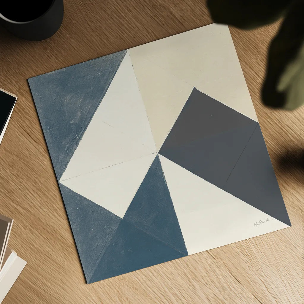 Triangles IV Teal Crop by Mike Schick. Shown as a detailed flat fine art print, highlighting archival giclee quality. Available as an archival giclee rolled canvas, fine art paper, or poster print. SKU 79790a.