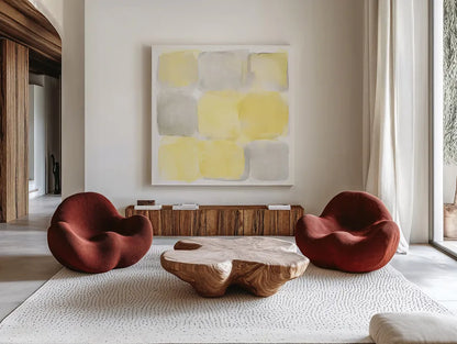 Two Tone II by Mike Schick. Shown as extra-large giant wall art in a modern living room. Available as an archival giclee rolled canvas, fine art paper, or poster print. SKU 20723a.
