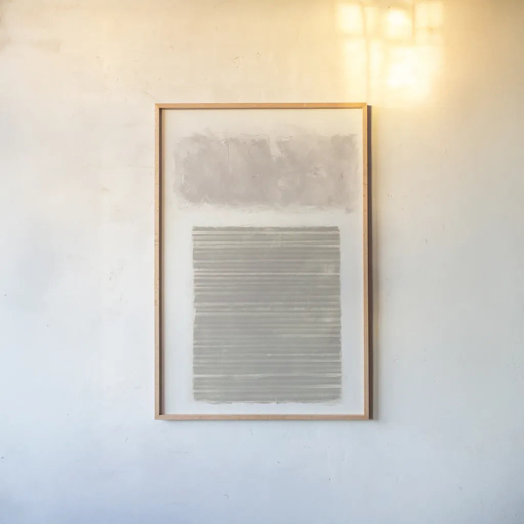 Venetian Neutral by Mike Schick. shown as a paper print in a natural frame. Available as a archival giclee rolled canvas, fine art paper, or poster print. SKU 42923h.