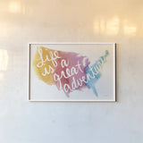 Watercolor USA by Mike Schick. shown as a paper print in a white frame. Available as a archival giclee rolled canvas, fine art paper, or poster print. SKU 25454i.