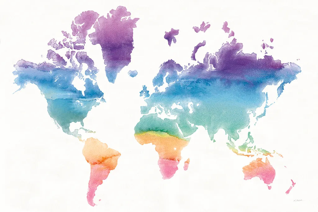 Watercolor World by Mike Schick. SKU 25453i. Archival Giclee Fine art print for wall decor.