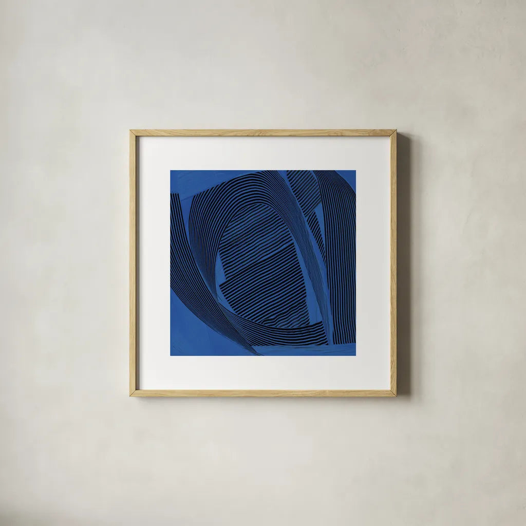 Weaving I by Mike Schick. Shown in a natural wood glass frame for a timeless modern aesthetic. Available as an archival giclee rolled canvas, fine art paper, or poster print. SKU 59965a.