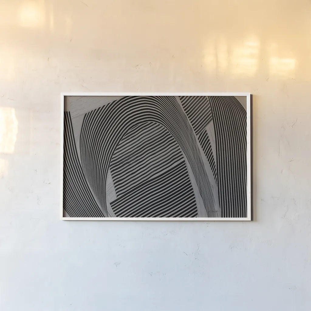 Weaving I Gray Crop by Mike Schick. shown as a paper print in a white frame. Available as a archival giclee rolled canvas, fine art paper, or poster print. SKU 79786i.