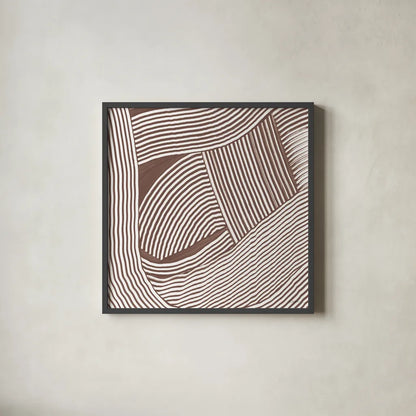 Weaving III Brown by Mike Schick. Shown in a sleek black glass frame for a contemporary gallery look. Available as an archival giclee rolled canvas, fine art paper, or poster print. SKU 85460a.