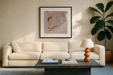 Weaving III Brown by Mike Schick. Displayed in a glass frame with matte in a clean modern living room. Available as an archival giclee rolled canvas, fine art paper, or poster print. SKU 85460a.