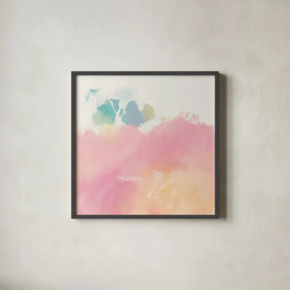 What I Saw Upon Waking by Mike Schick. Shown in a sleek black glass frame for a contemporary gallery look. Available as an archival giclee rolled canvas, fine art paper, or poster print. SKU 31252a.