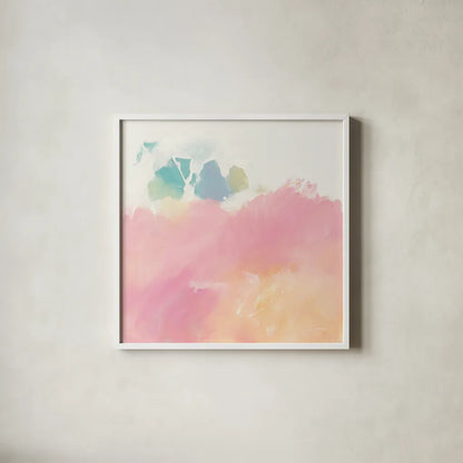 What I Saw Upon Waking by Mike Schick. Shown in a crisp white glass frame for a clean and minimalist style. Available as an archival giclee rolled canvas, fine art paper, or poster print. SKU 31252a.