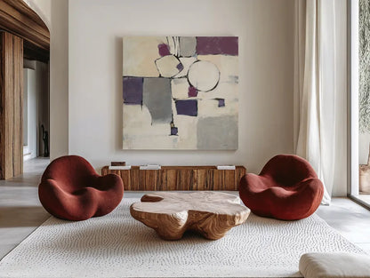 White Out I by Mike Schick. Shown as extra-large giant wall art in a modern living room. Available as an archival giclee rolled canvas, fine art paper, or poster print. SKU 6463a.