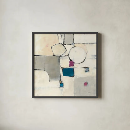 White Out I Neutral by Mike Schick. Shown in a sleek black glass frame for a contemporary gallery look. Available as an archival giclee rolled canvas, fine art paper, or poster print. SKU 19717a.