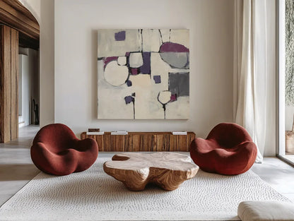 White Out II by Mike Schick. Shown as extra-large giant wall art in a modern living room. Available as an archival giclee rolled canvas, fine art paper, or poster print. SKU 6464a.