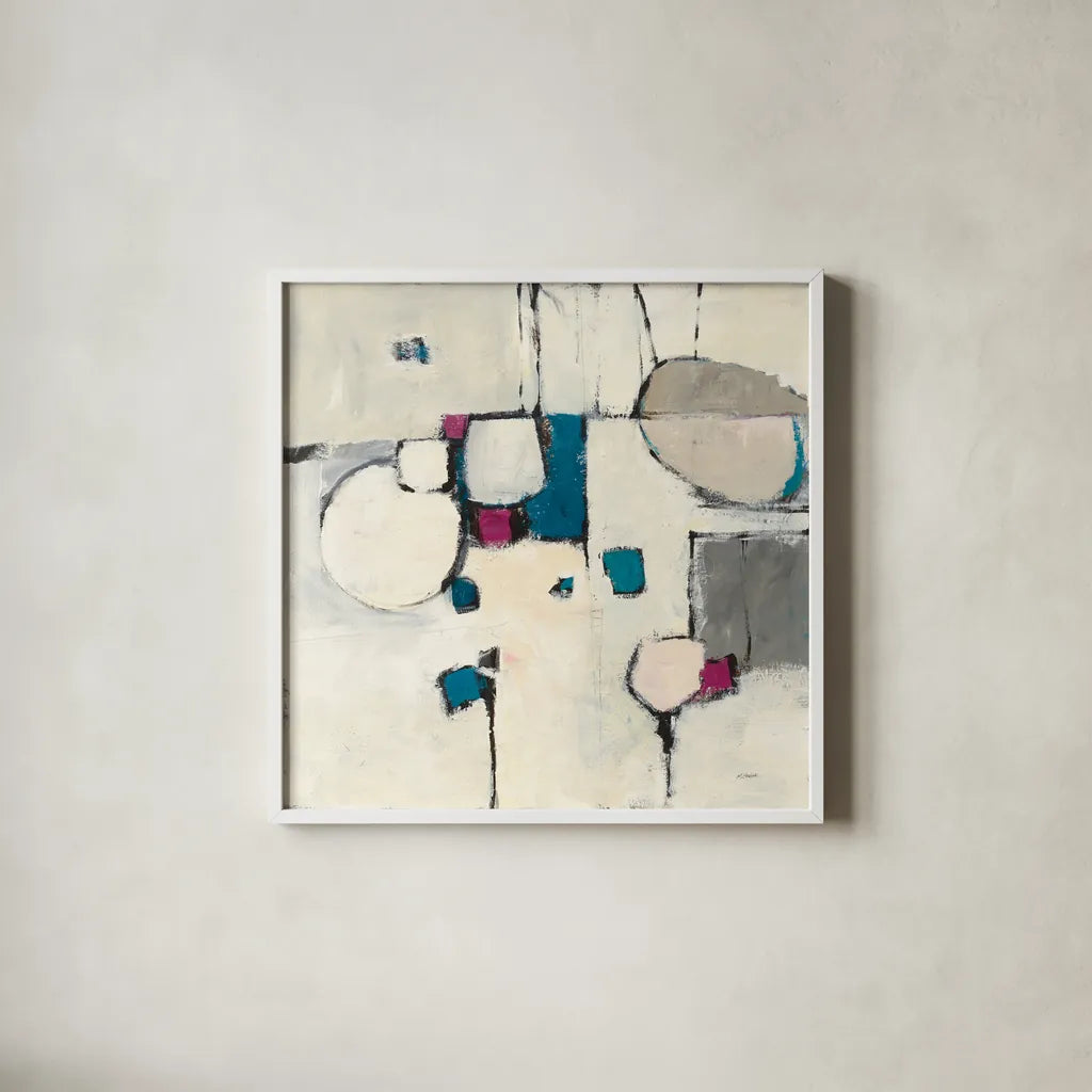 White Out II Neutral by Mike Schick. Shown in a crisp white glass frame for a clean and minimalist style. Available as an archival giclee rolled canvas, fine art paper, or poster print. SKU 19718a.