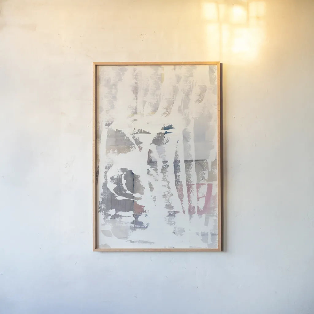 White Out in the Forest by Mike Schick. shown as a paper print in a natural frame. Available as a archival giclee rolled canvas, fine art paper, or poster print. SKU 28665h.