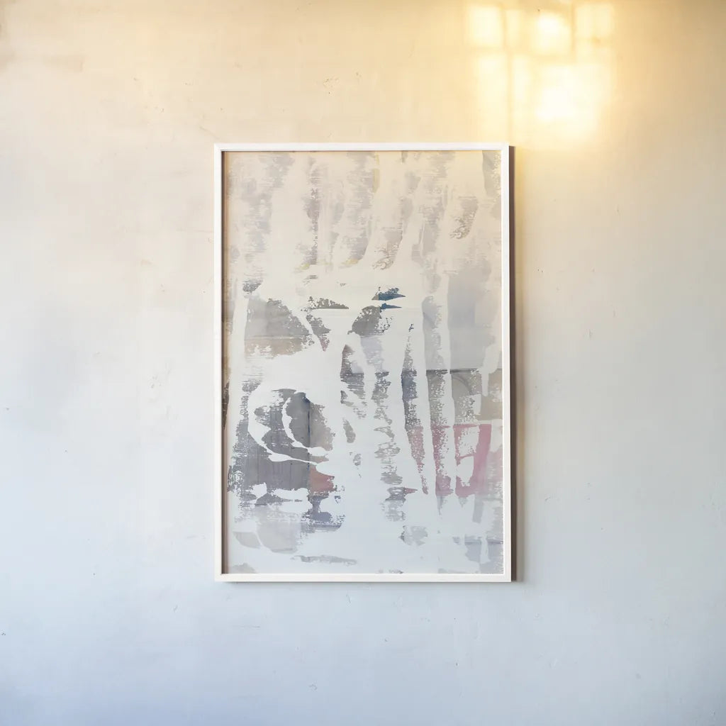 White Out in the Forest by Mike Schick. shown as a paper print in a white frame. Available as a archival giclee rolled canvas, fine art paper, or poster print. SKU 28665h.