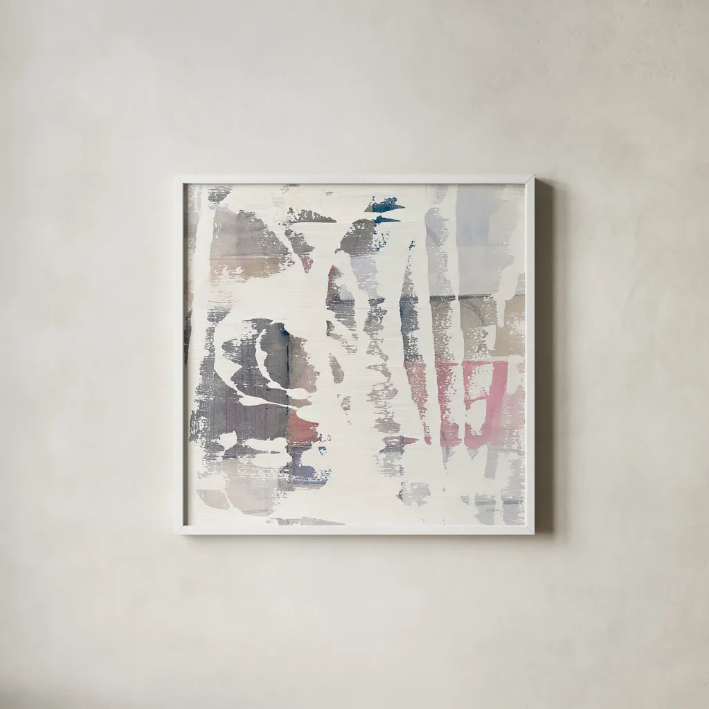 White Out in the Forest Crop by Mike Schick. Shown in a crisp white glass frame for a clean and minimalist style. Available as an archival giclee rolled canvas, fine art paper, or poster print. SKU 28665a.