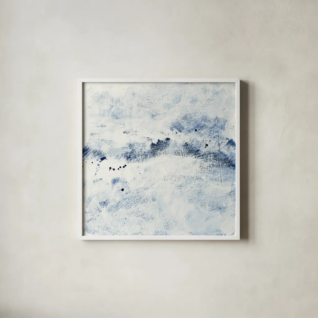 Wipe Out by Mike Schick. Shown in a crisp white glass frame for a clean and minimalist style. Available as an archival giclee rolled canvas, fine art paper, or poster print. SKU 22818a.