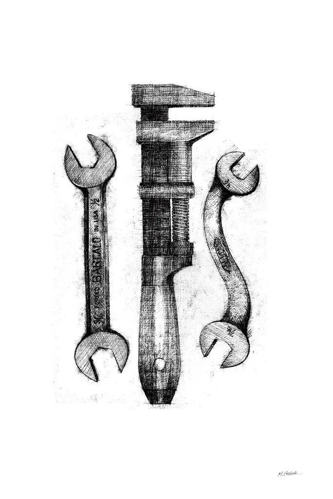 Wrenches by Mike Schick. SKU 58754h. Archival Giclee Fine art print for wall decor.