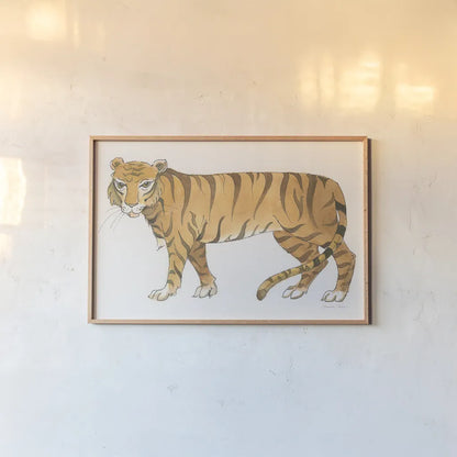 Big Cats IV by Miranda Thomas. shown as a paper print in a natural frame. Available as a archival giclee rolled canvas, fine art paper, or poster print. SKU 53740i.