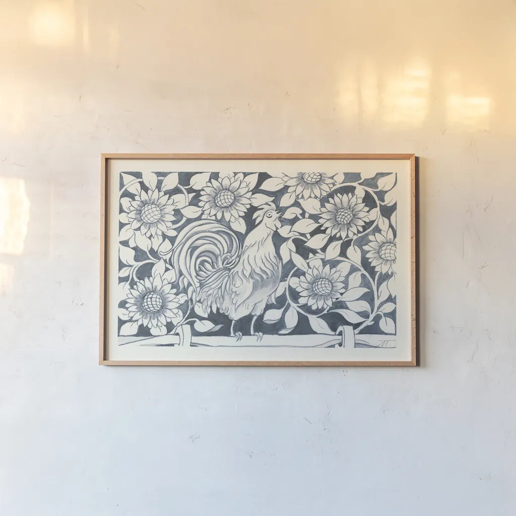 Farm Life I by Miranda Thomas. shown as a paper print in a natural frame. Available as a archival giclee rolled canvas, fine art paper, or poster print. SKU 35482i.