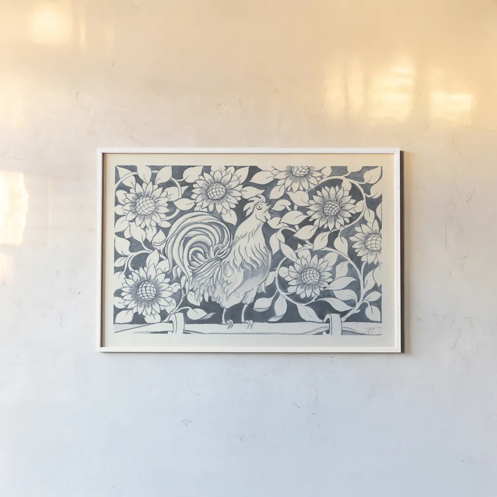 Farm Life I by Miranda Thomas. shown as a paper print in a white frame. Available as a archival giclee rolled canvas, fine art paper, or poster print. SKU 35482i.