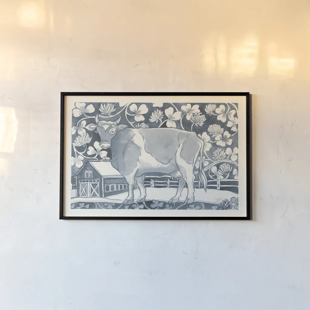 Farm Life II by Miranda Thomas. shown as a paper print in a black flame. Available as a archival giclee rolled canvas, fine art paper, or poster print. SKU 35483i.