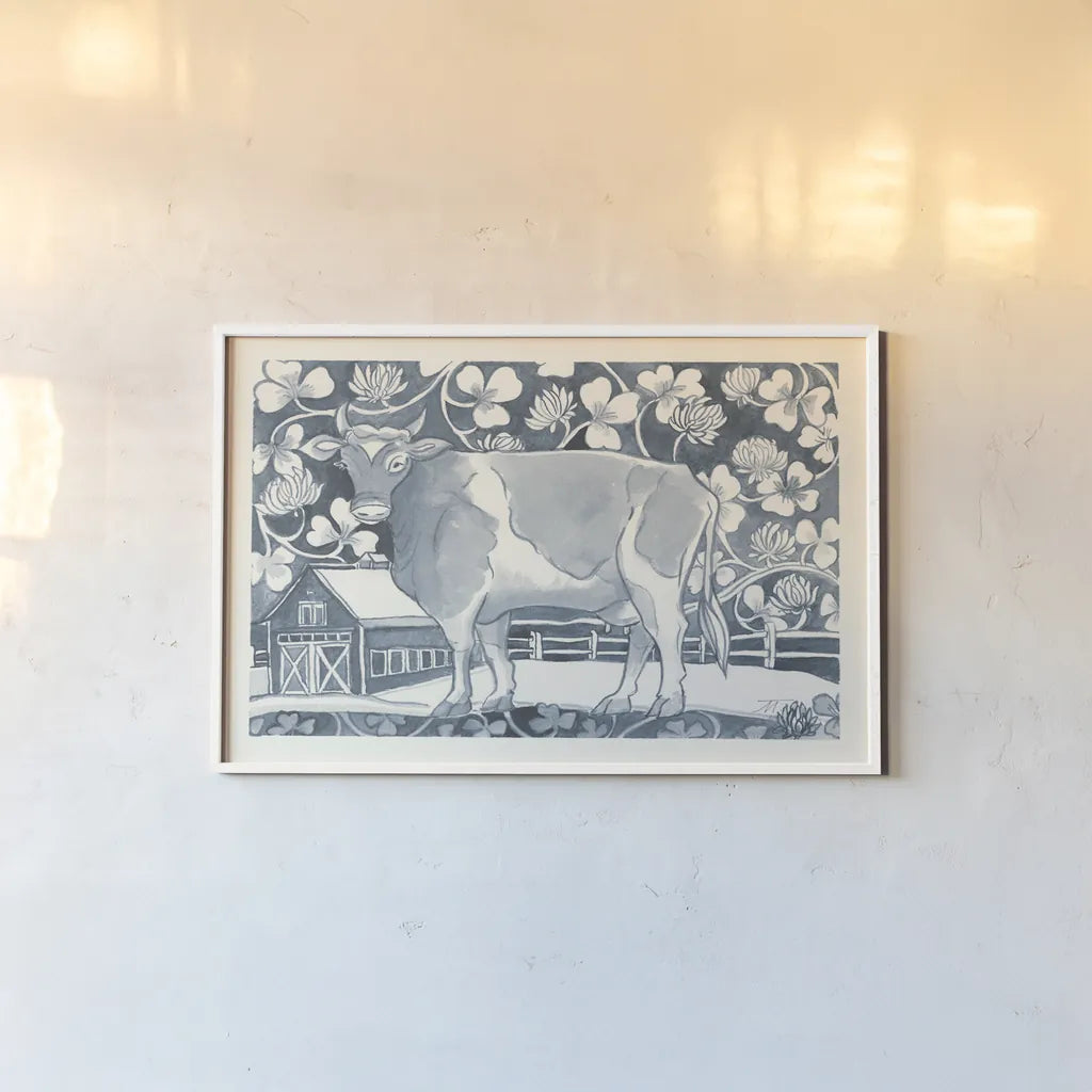 Farm Life II by Miranda Thomas. shown as a paper print in a white frame. Available as a archival giclee rolled canvas, fine art paper, or poster print. SKU 35483i.