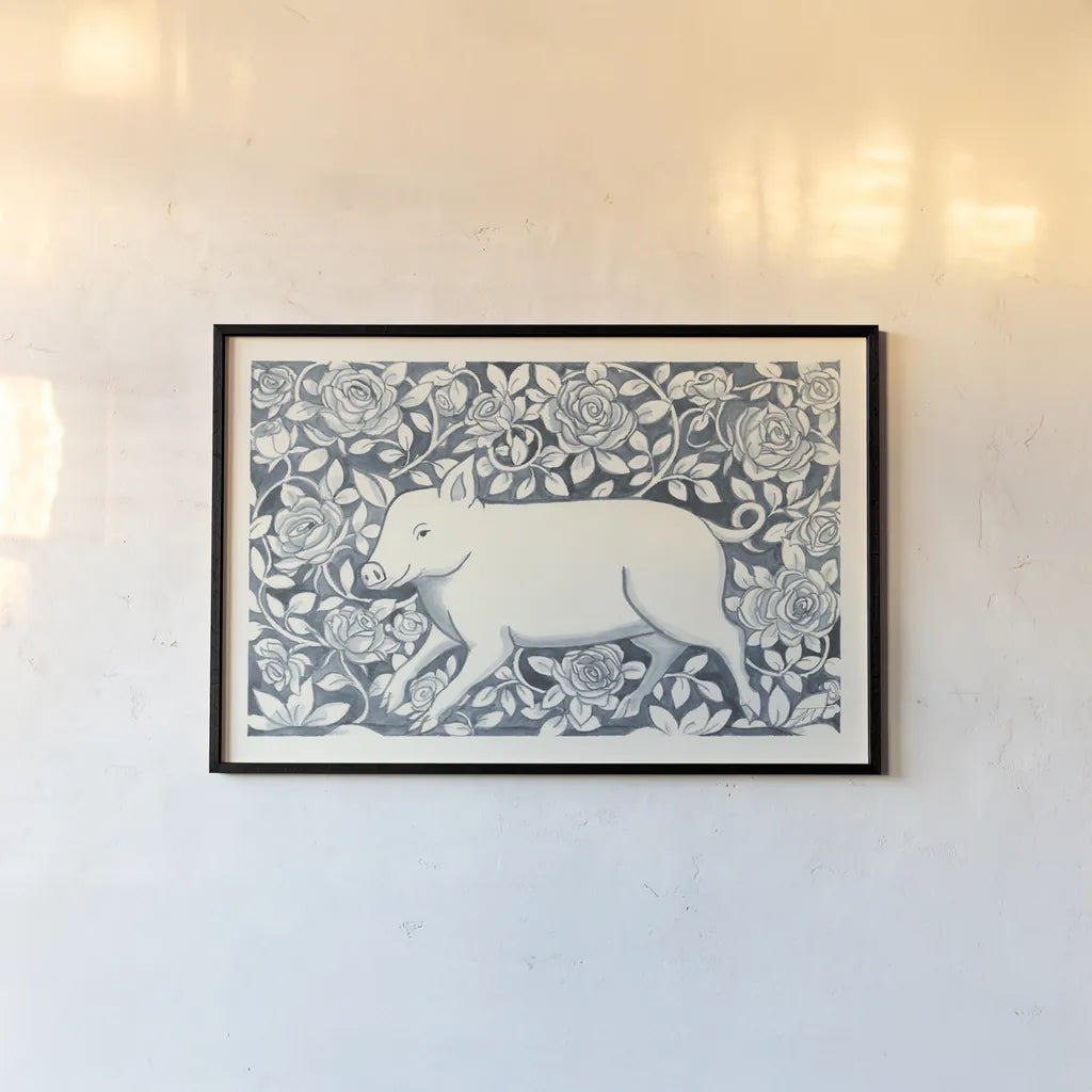 Farm Life IV by Miranda Thomas. shown as a paper print in a black flame. Available as a archival giclee rolled canvas, fine art paper, or poster print. SKU 35485i.