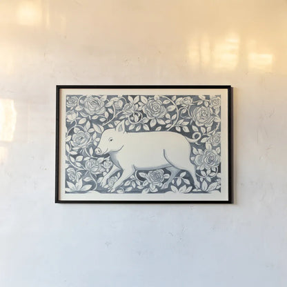 Farm Life IV by Miranda Thomas. shown as a paper print in a black flame. Available as a archival giclee rolled canvas, fine art paper, or poster print. SKU 35485i.