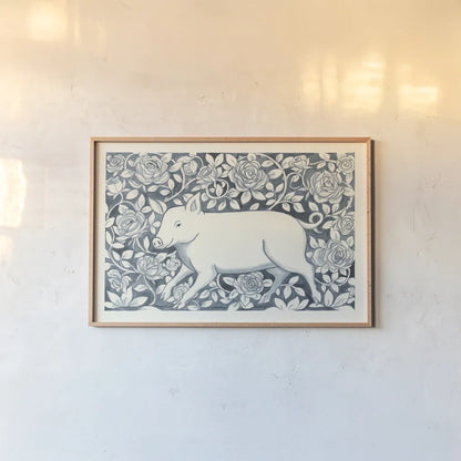 Farm Life IV by Miranda Thomas. shown as a paper print in a natural frame. Available as a archival giclee rolled canvas, fine art paper, or poster print. SKU 35485i.