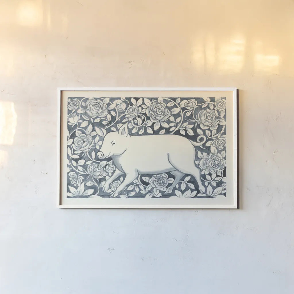 Farm Life IV by Miranda Thomas. shown as a paper print in a white frame. Available as a archival giclee rolled canvas, fine art paper, or poster print. SKU 35485i.