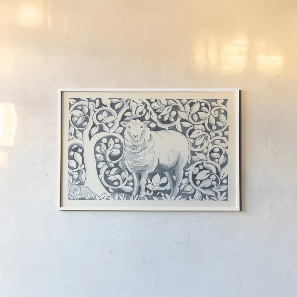 Farm Life V by Miranda Thomas. shown as a paper print in a white frame. Available as a archival giclee rolled canvas, fine art paper, or poster print. SKU 35486i.