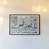 Forest Life I by Miranda Thomas. shown as a paper print in a black flame. Available as a archival giclee rolled canvas, fine art paper, or poster print. SKU 35603i.