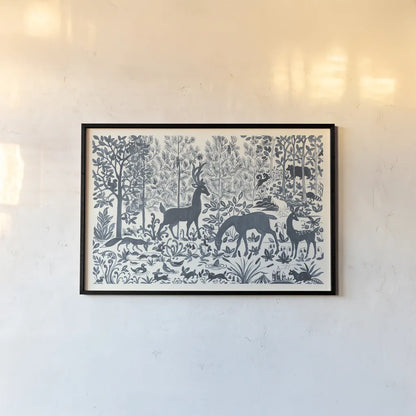 Forest Life I by Miranda Thomas. shown as a paper print in a black flame. Available as a archival giclee rolled canvas, fine art paper, or poster print. SKU 35603i.