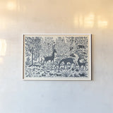 Forest Life I by Miranda Thomas. shown as a paper print in a white frame. Available as a archival giclee rolled canvas, fine art paper, or poster print. SKU 35603i.