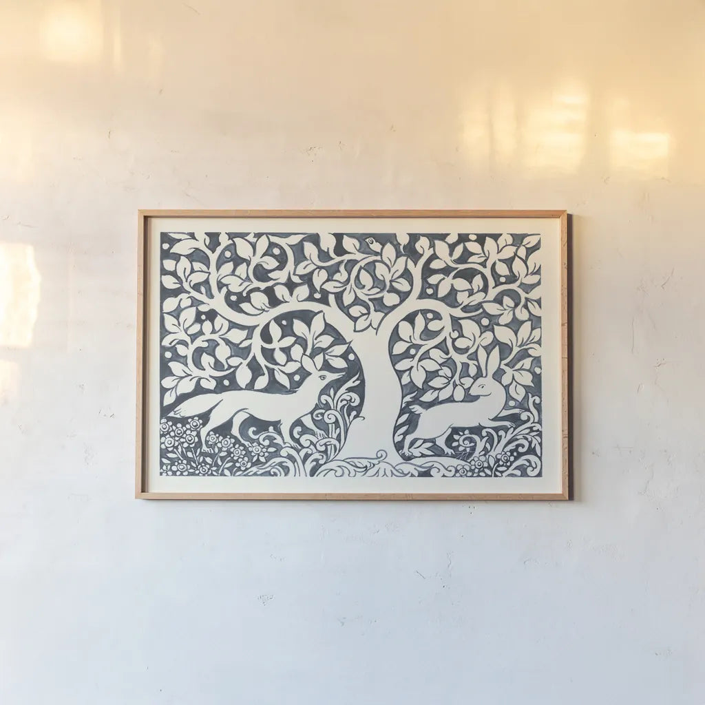 Forest Life III by Miranda Thomas. shown as a paper print in a natural frame. Available as a archival giclee rolled canvas, fine art paper, or poster print. SKU 35605i.