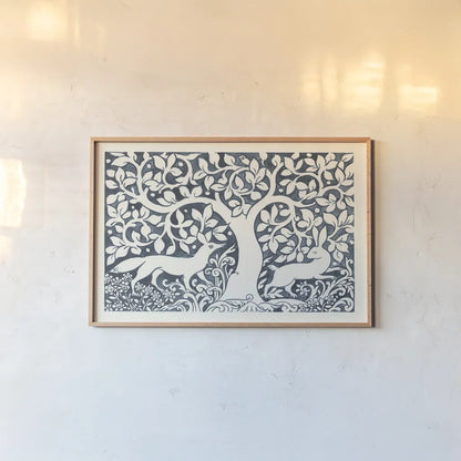 Forest Life III by Miranda Thomas. shown as a paper print in a natural frame. Available as a archival giclee rolled canvas, fine art paper, or poster print. SKU 35605i.