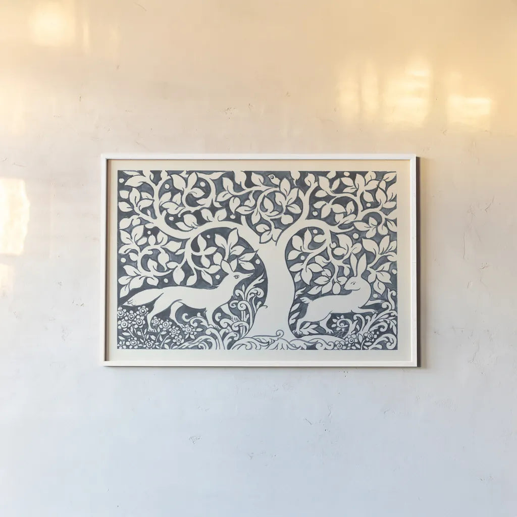 Forest Life III by Miranda Thomas. shown as a paper print in a white frame. Available as a archival giclee rolled canvas, fine art paper, or poster print. SKU 35605i.