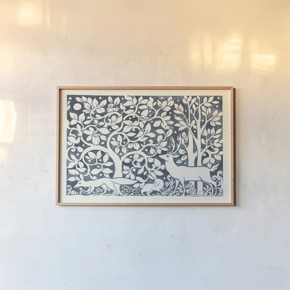 Forest Life IV by Miranda Thomas. shown as a paper print in a natural frame. Available as a archival giclee rolled canvas, fine art paper, or poster print. SKU 35606i.