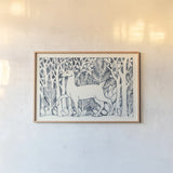 Forest Life V by Miranda Thomas. shown as a paper print in a natural frame. Available as a archival giclee rolled canvas, fine art paper, or poster print. SKU 35607i.