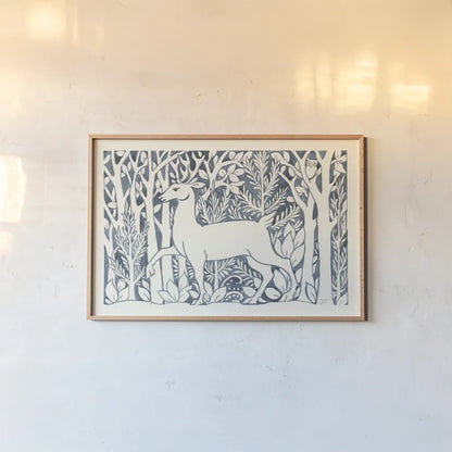 Forest Life V by Miranda Thomas. shown as a paper print in a natural frame. Available as a archival giclee rolled canvas, fine art paper, or poster print. SKU 35607i.