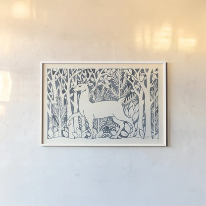 Forest Life V by Miranda Thomas. shown as a paper print in a white frame. Available as a archival giclee rolled canvas, fine art paper, or poster print. SKU 35607i.