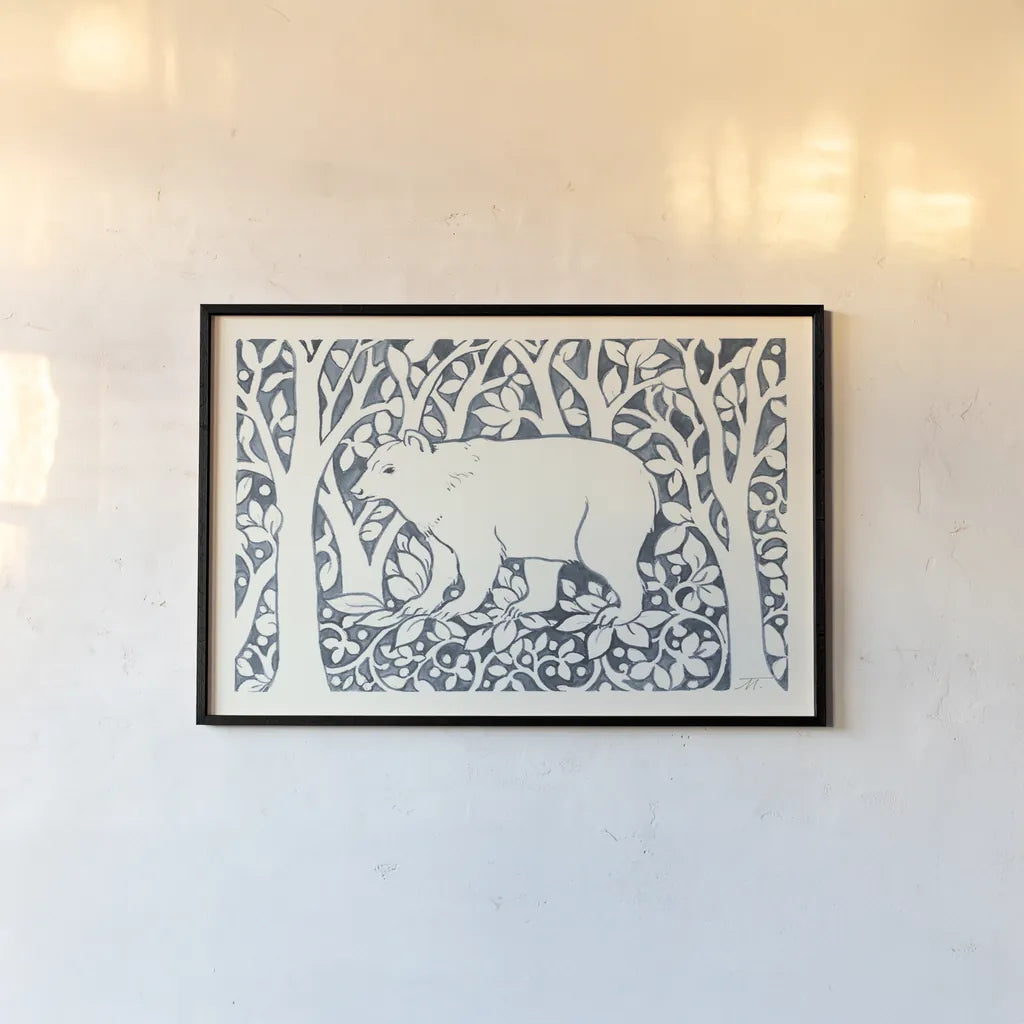 Forest Life VII by Miranda Thomas. shown as a paper print in a black flame. Available as a archival giclee rolled canvas, fine art paper, or poster print. SKU 35609i.