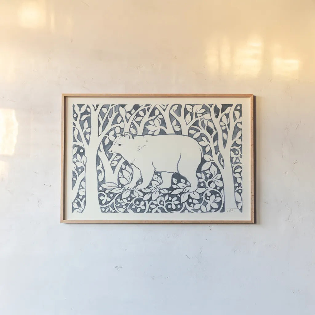 Forest Life VII by Miranda Thomas. shown as a paper print in a natural frame. Available as a archival giclee rolled canvas, fine art paper, or poster print. SKU 35609i.