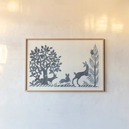 Forest Life VIII by Miranda Thomas. shown as a paper print in a natural frame. Available as a archival giclee rolled canvas, fine art paper, or poster print. SKU 35610i.