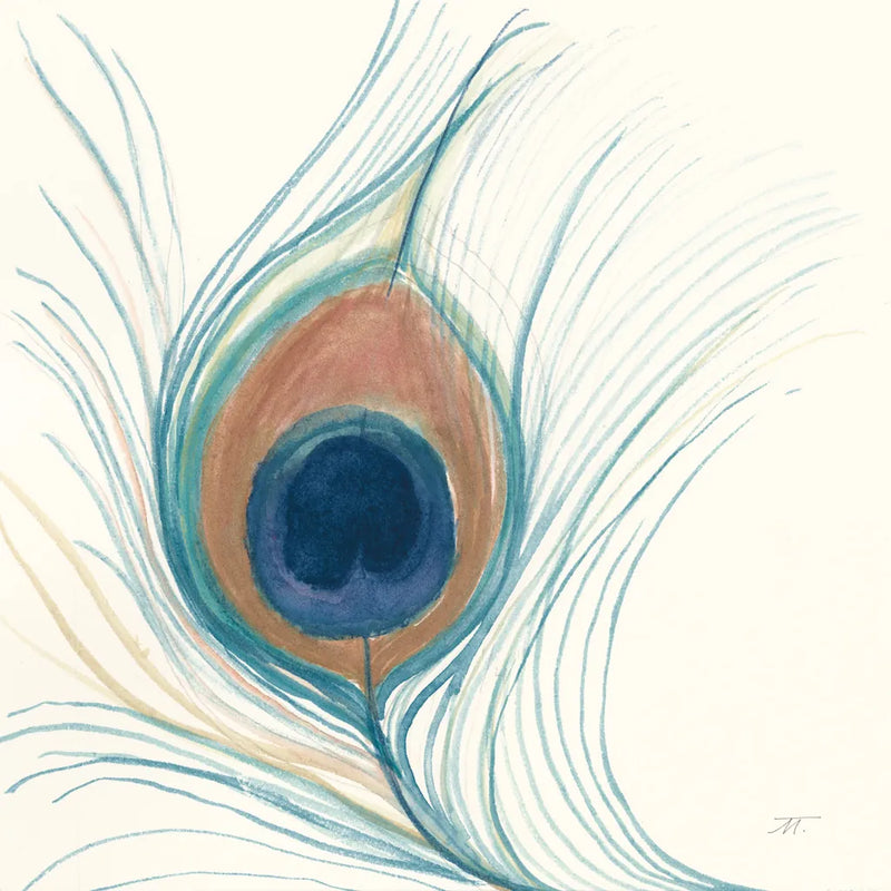 Peacock Feather II Blue by Miranda Thomas. SKU 56867a. Archival Giclee Fine art print for wall decor.