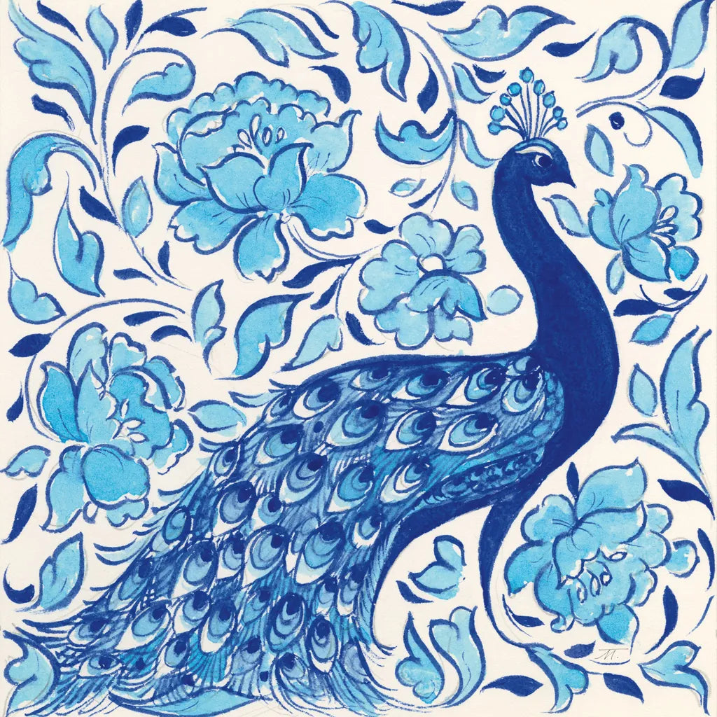 Peacock Garden IV by Miranda Thomas. SKU 46195a. Archival Giclee Fine art print for wall decor.