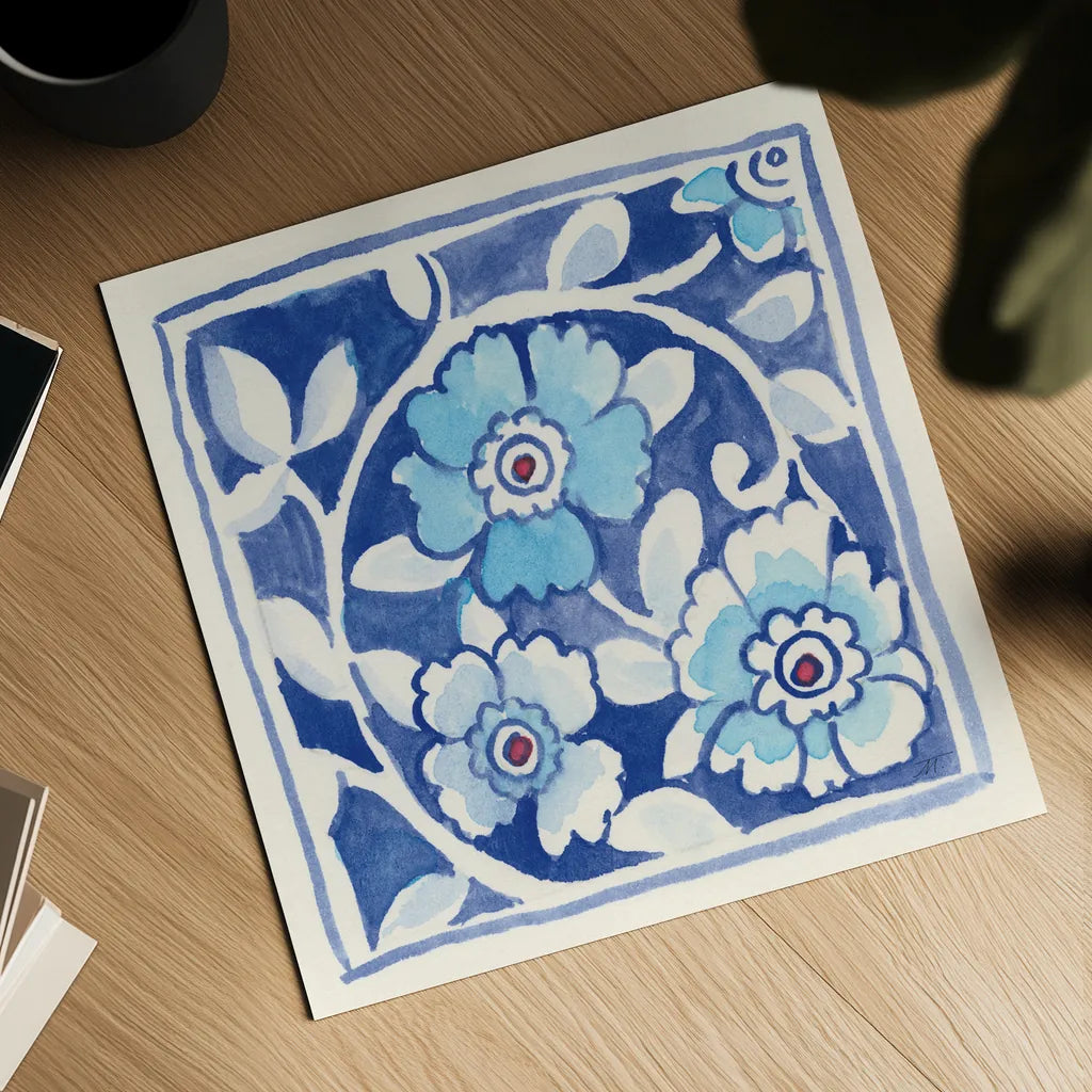 Peacock Garden IX by Miranda Thomas. Shown as a detailed flat fine art print, highlighting archival giclee quality. Available as an archival giclee rolled canvas, fine art paper, or poster print. SKU 46200a.