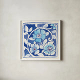 Peacock Garden IX by Miranda Thomas. Shown in a crisp white glass frame for a clean and minimalist style. Available as an archival giclee rolled canvas, fine art paper, or poster print. SKU 46200a.