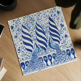 Peacock Garden V by Miranda Thomas. Shown as a detailed flat fine art print, highlighting archival giclee quality. Available as an archival giclee rolled canvas, fine art paper, or poster print. SKU 46196a.