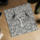 Peacock Garden VII BW by Miranda Thomas. Shown as a detailed flat fine art print, highlighting archival giclee quality. Available as an archival giclee rolled canvas, fine art paper, or poster print. SKU 73119a.