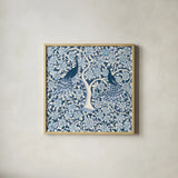 Peacock Garden VII v2 by Miranda Thomas. Shown in a natural wood glass frame for a timeless modern aesthetic. Available as an archival giclee rolled canvas, fine art paper, or poster print. SKU 56863a.